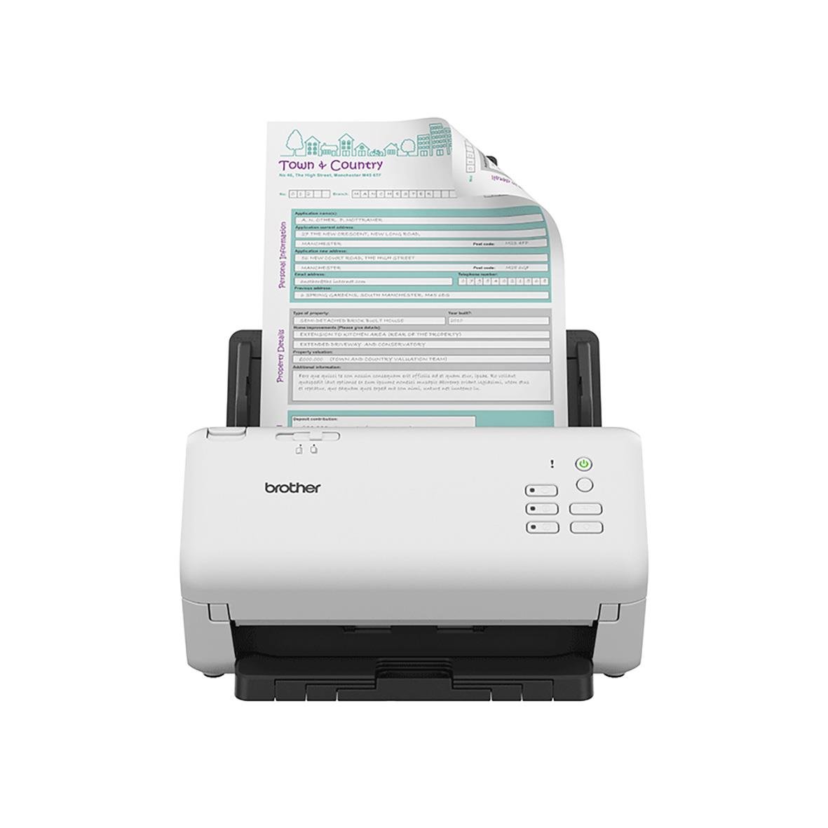 Brother ADS-4300N dokumentscanner med utskrivet papper