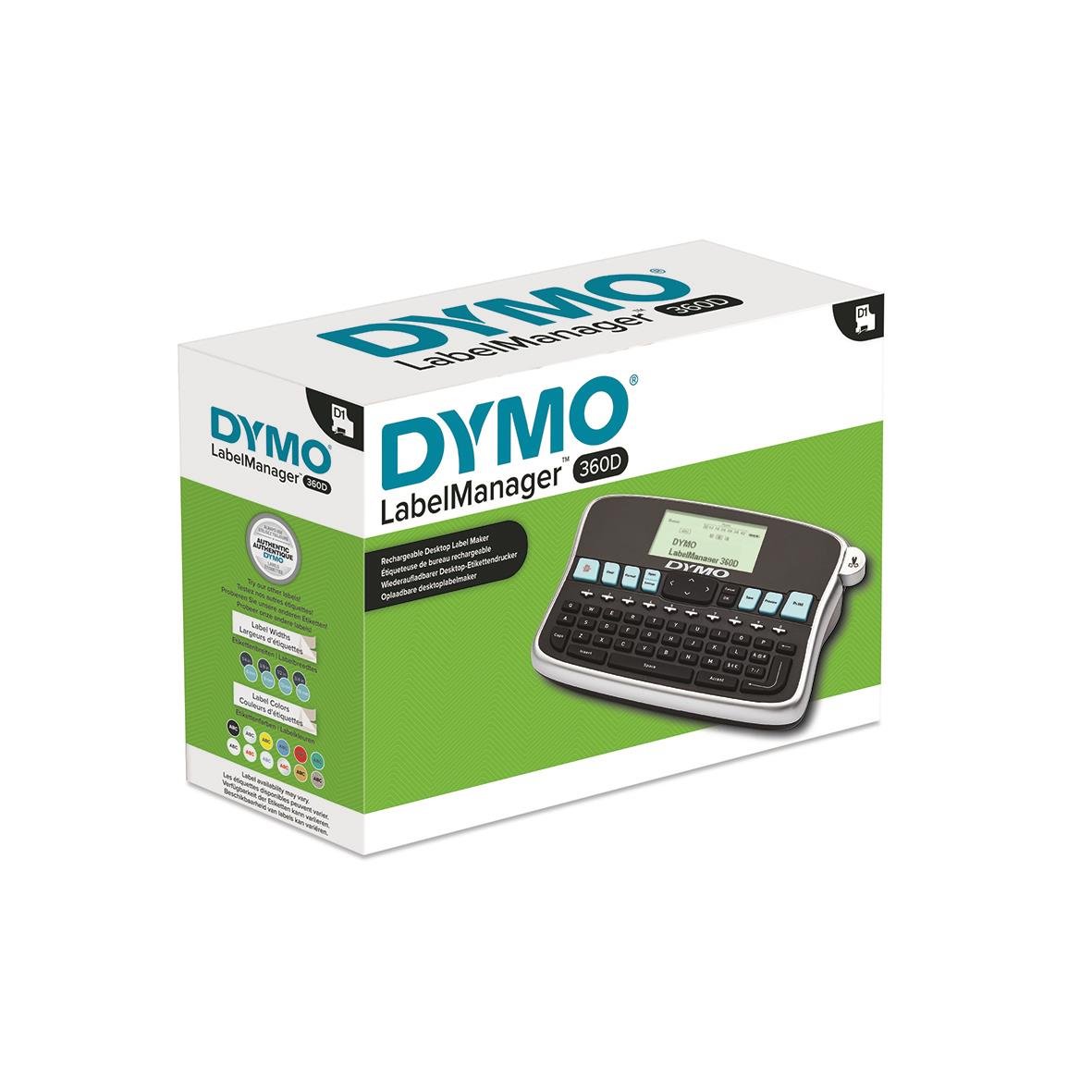 Dymo LabelManager 360D märkmaskin i vit och svart med tangentbord och display
