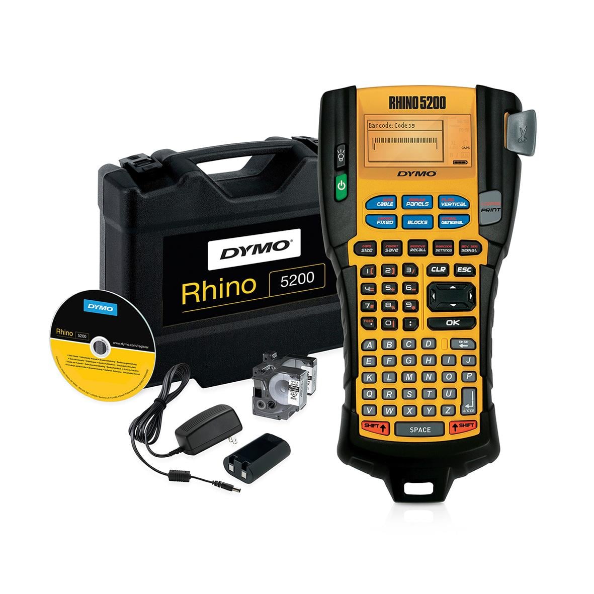 Dymo Rhino 5200 etikettmaskin med tillbehör och programvara