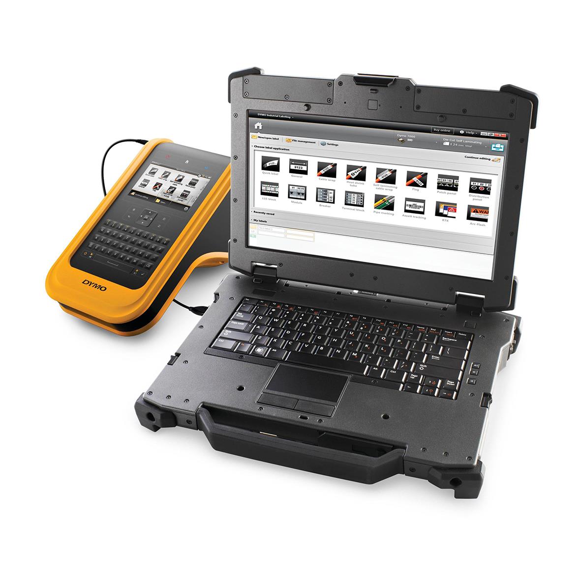 Märkmaskin Dymo XTL 500 med väska och bärbar dator