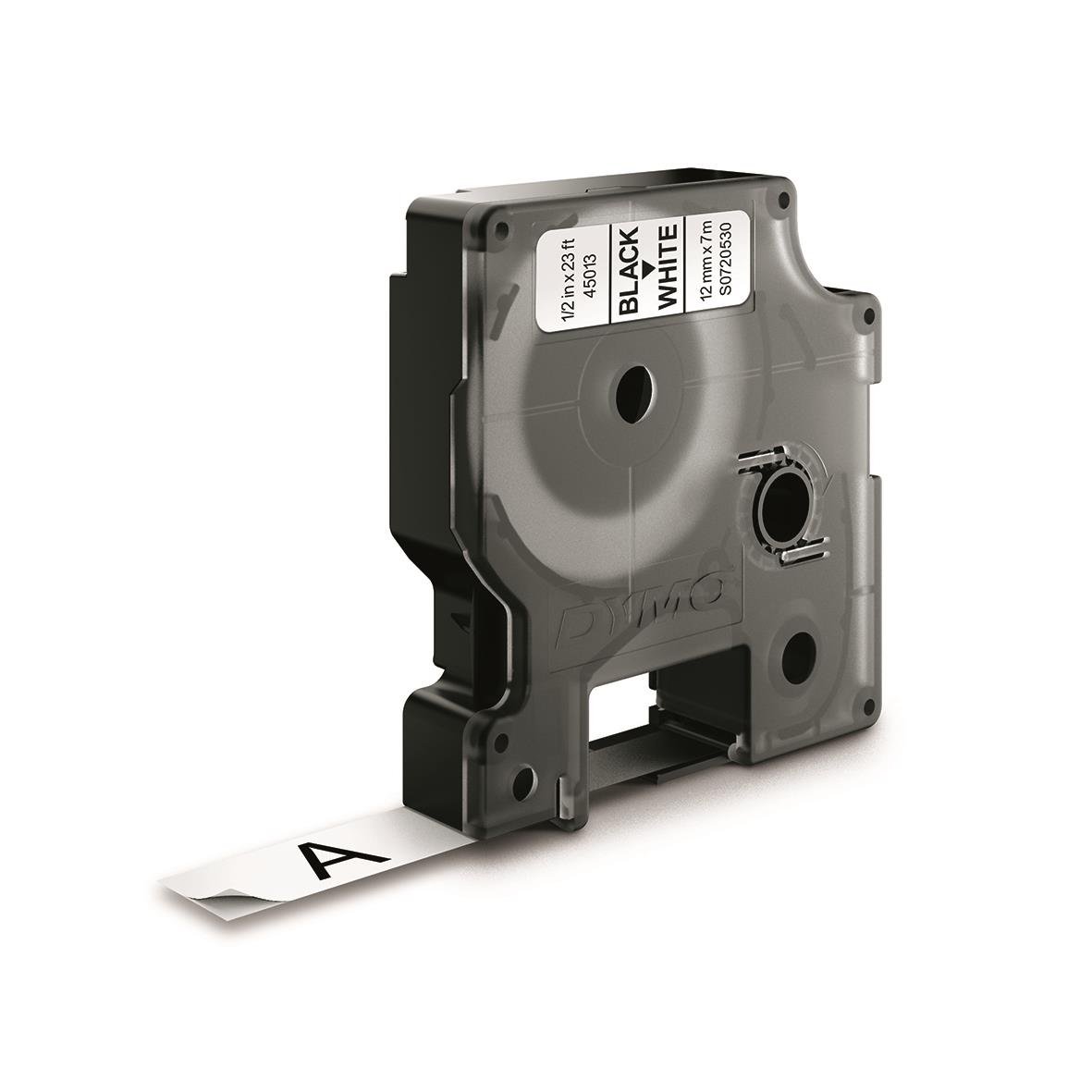 Märkband Dymo D1 12mm x 7m svart/vit i plasthölje