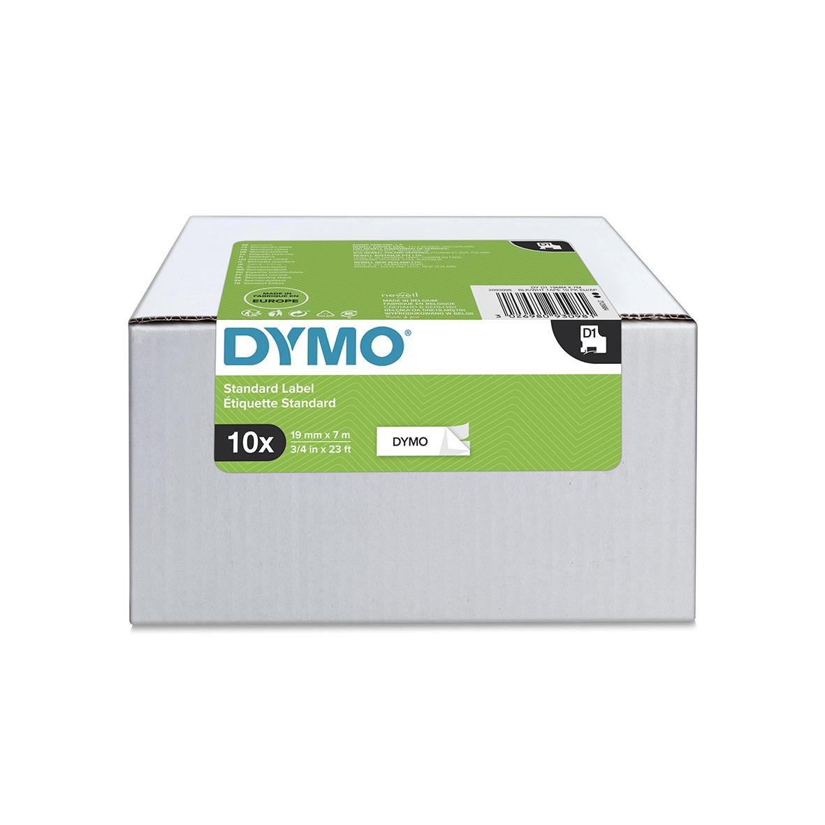 Dymo D1 19mm x 7m svart/vit märkband i förpackning