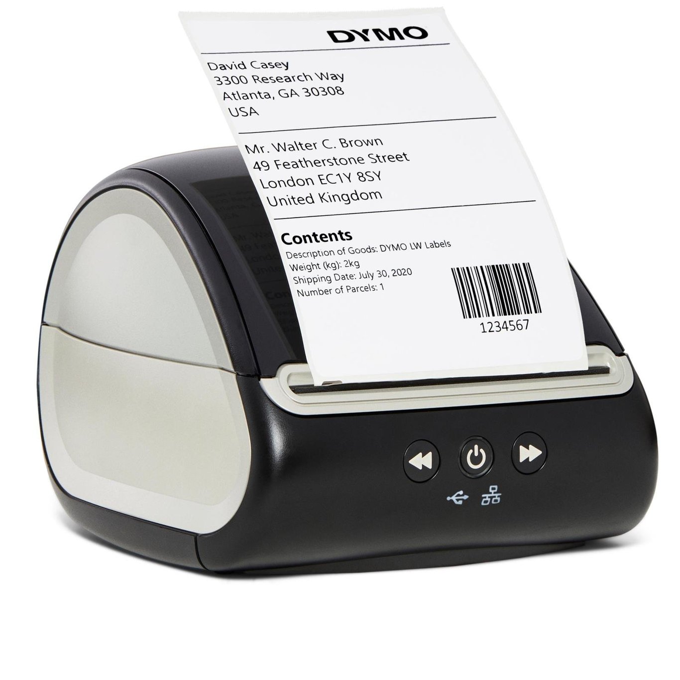 Dymo LabelWriter 5XL etikettsskrivare med utskriven adressetikett