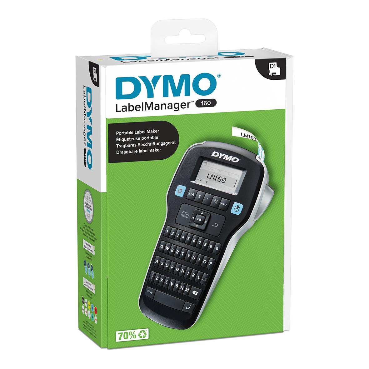 Dymo LabelManager 160 portabel etikettmaskin med QWERTY-tangentbord i förpackning
