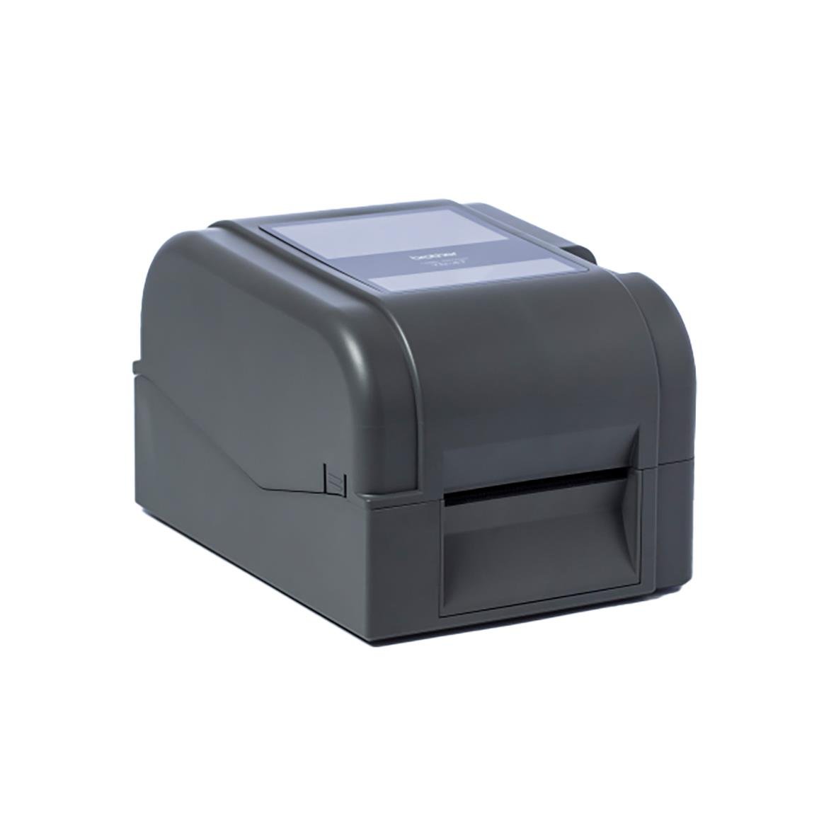 Etikettskrivare Brother TD-4420TN i svart med pekskärm och utskriftsutgång