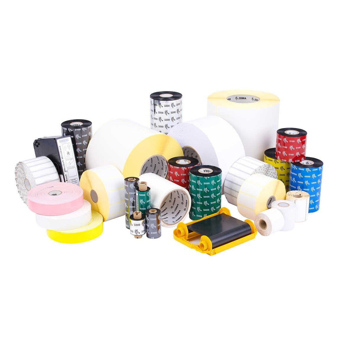 Plastkort Zebra PVC 0,76mm i vitt med olika färgade etiketter och band