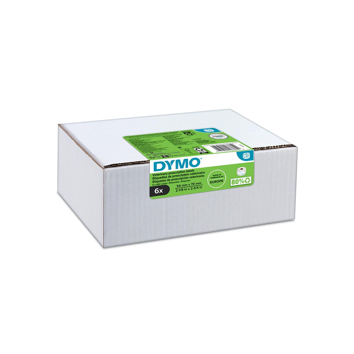 Dymo etikett för veterinär 70x54mm i förpackning med 6 rullar