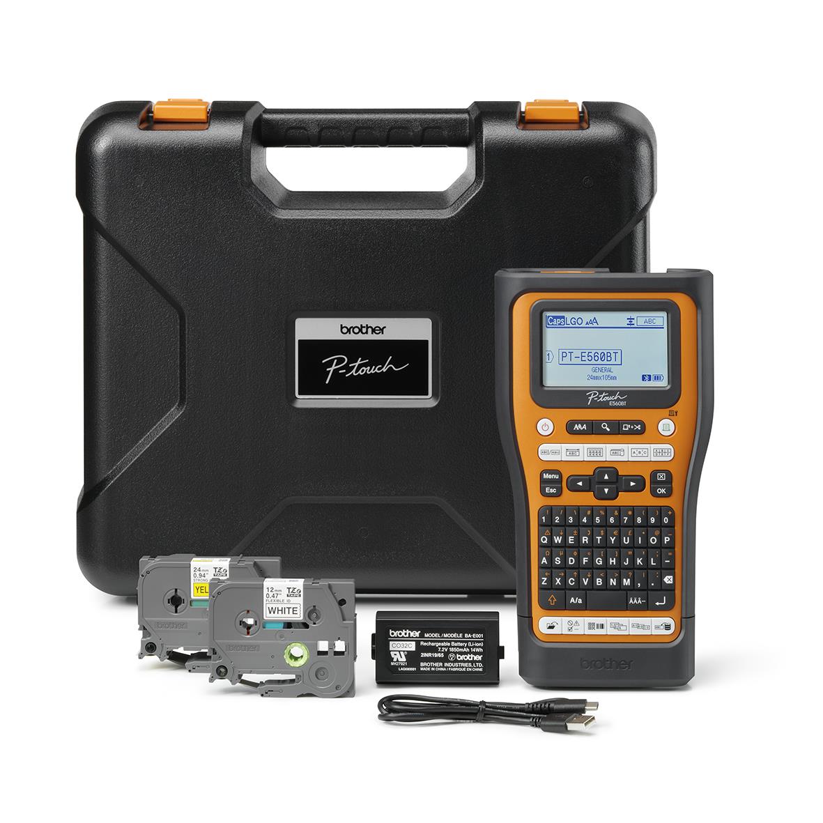 Märkmaskin Brother PT-E560BTVP med bärväska, etikettband och tillbehör