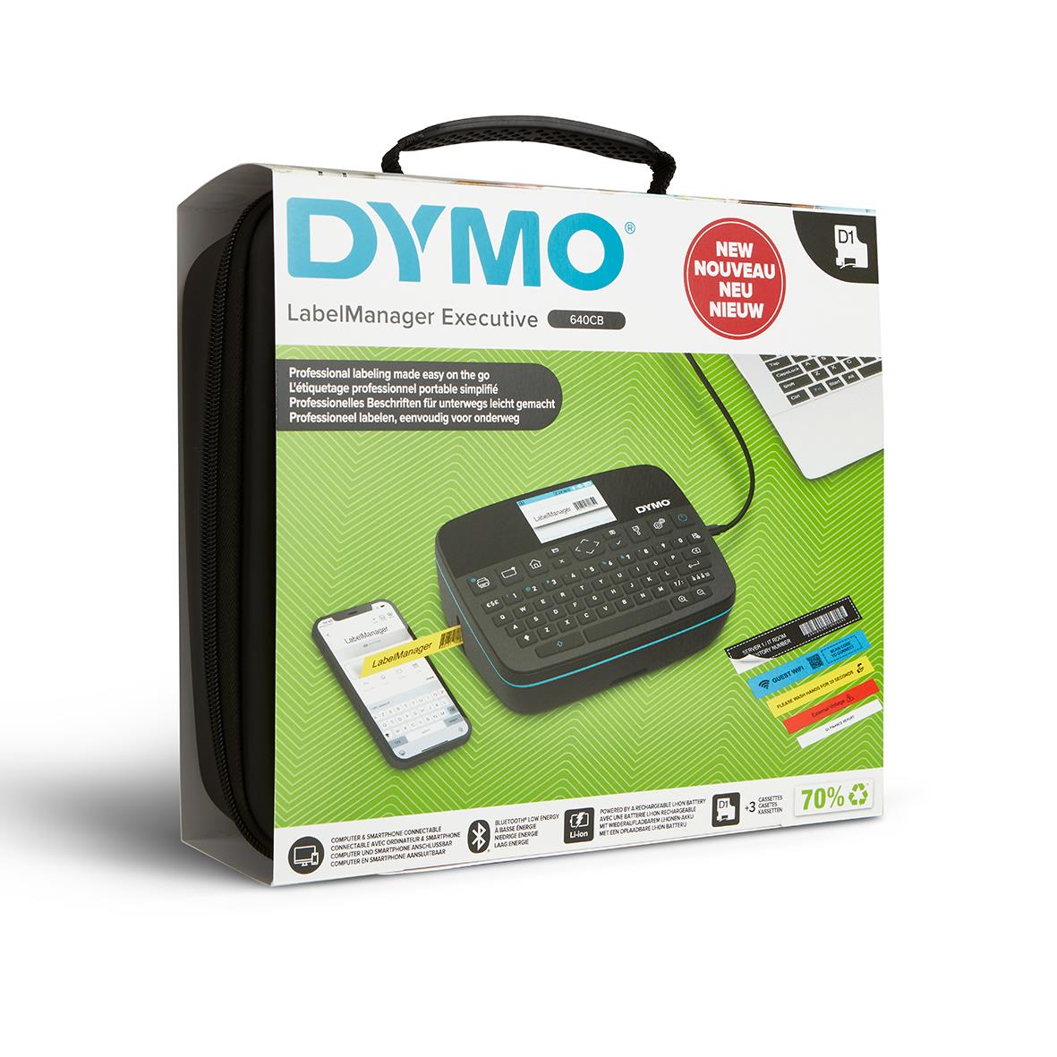 Dymo Excutive LabelManager 640CB värdepaket med skrivare, etikettband och tillbehör i förpackning