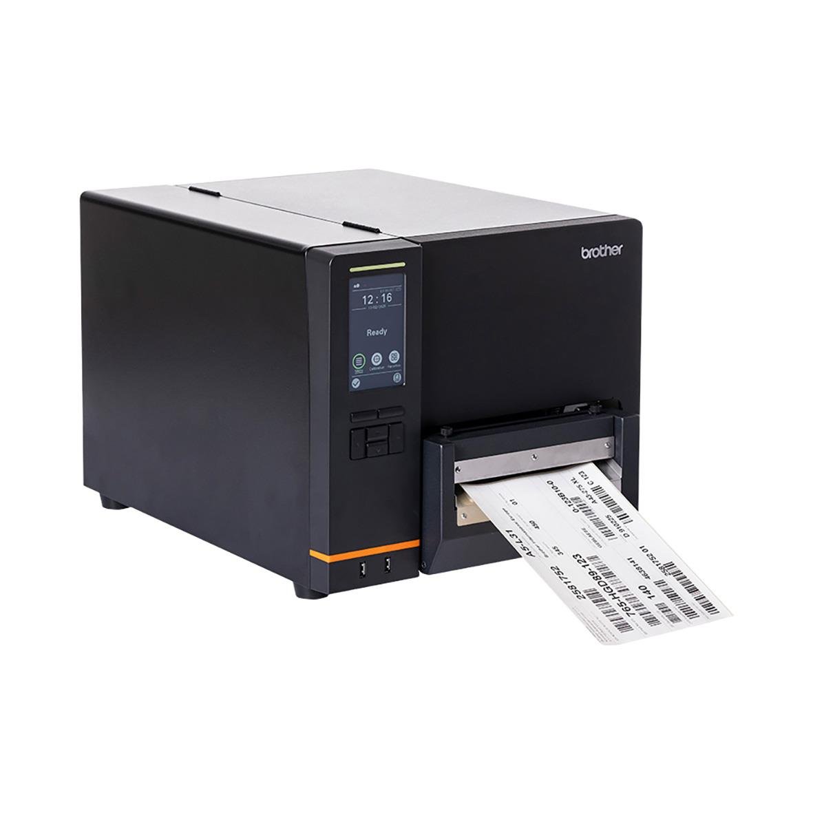 Skrivare som skriver ut etiketter eller biljetter, svart och grå färg med pekskärm och kontrollknappar