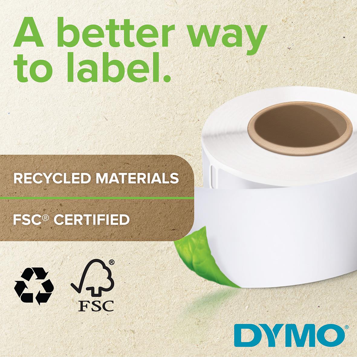 Etikett Dymo Labelwriter Namn Vit 41x89mm med återvunnet material och FSC-certifiering