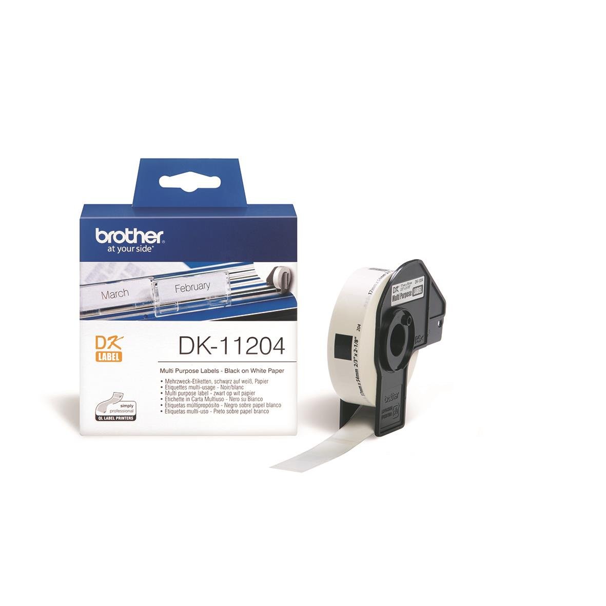 Brother etikettark DK-11204 vit 17x54mm för skrivare