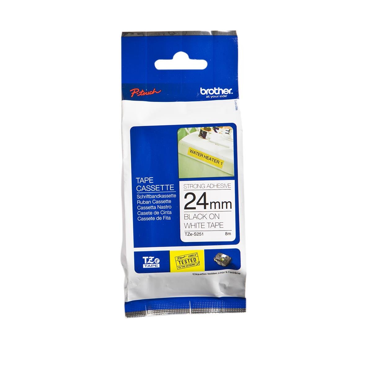 Märkband Brother Extra Starkt Lim TZe-S251 Svart/Vit 24mm