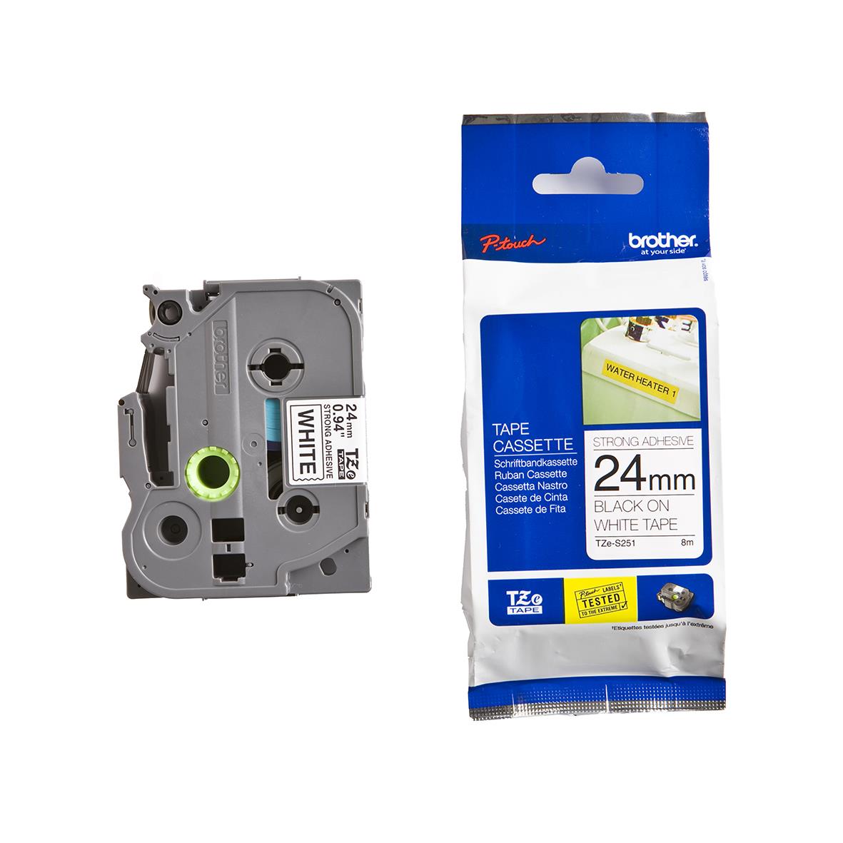 Svart och vit tejp för skrivare eller etiketter, 24 mm bred, i förpackning