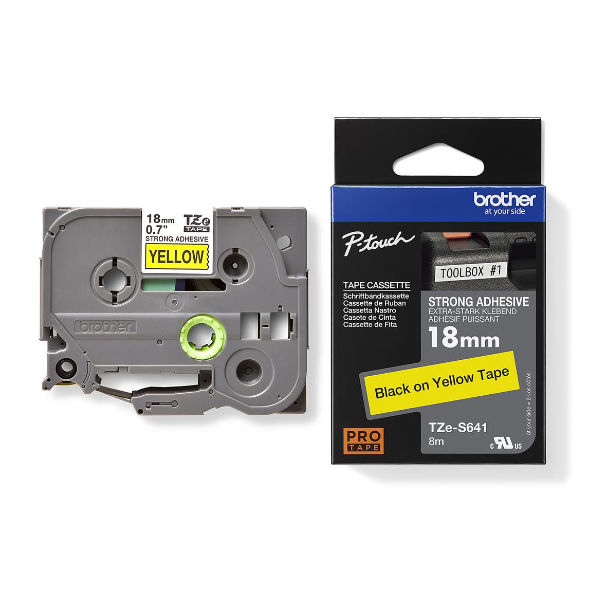 Märkband Brother Extra Starkt Lim TZe-S631 Svart/Gul 12mm