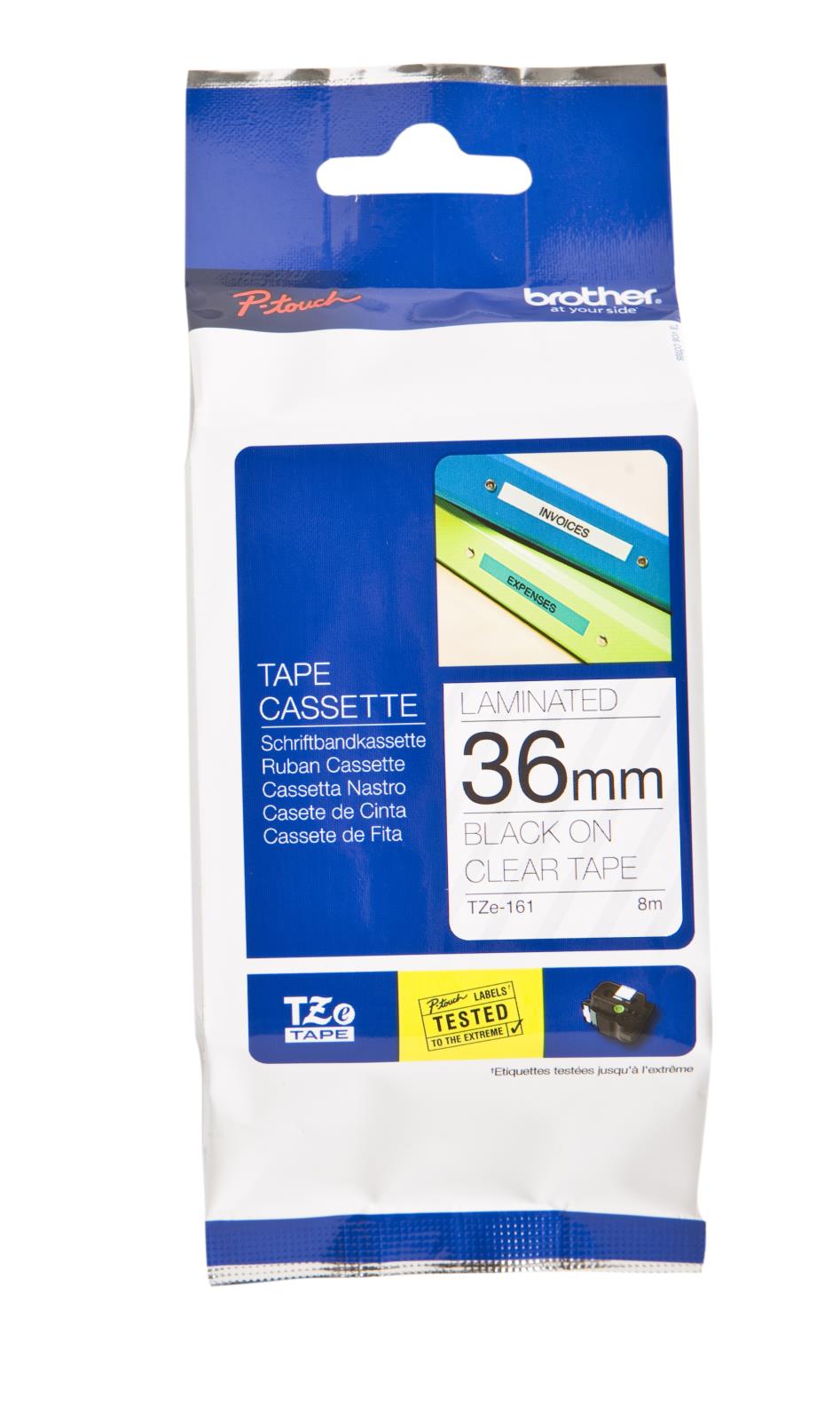 Brother TZe-161 svart/klar märkbandsremsa 36mm bred, 8m lång