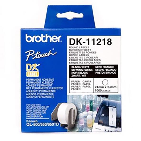 Etikett Brother Rund för QI 24mm i blått och vitt, för skrivare