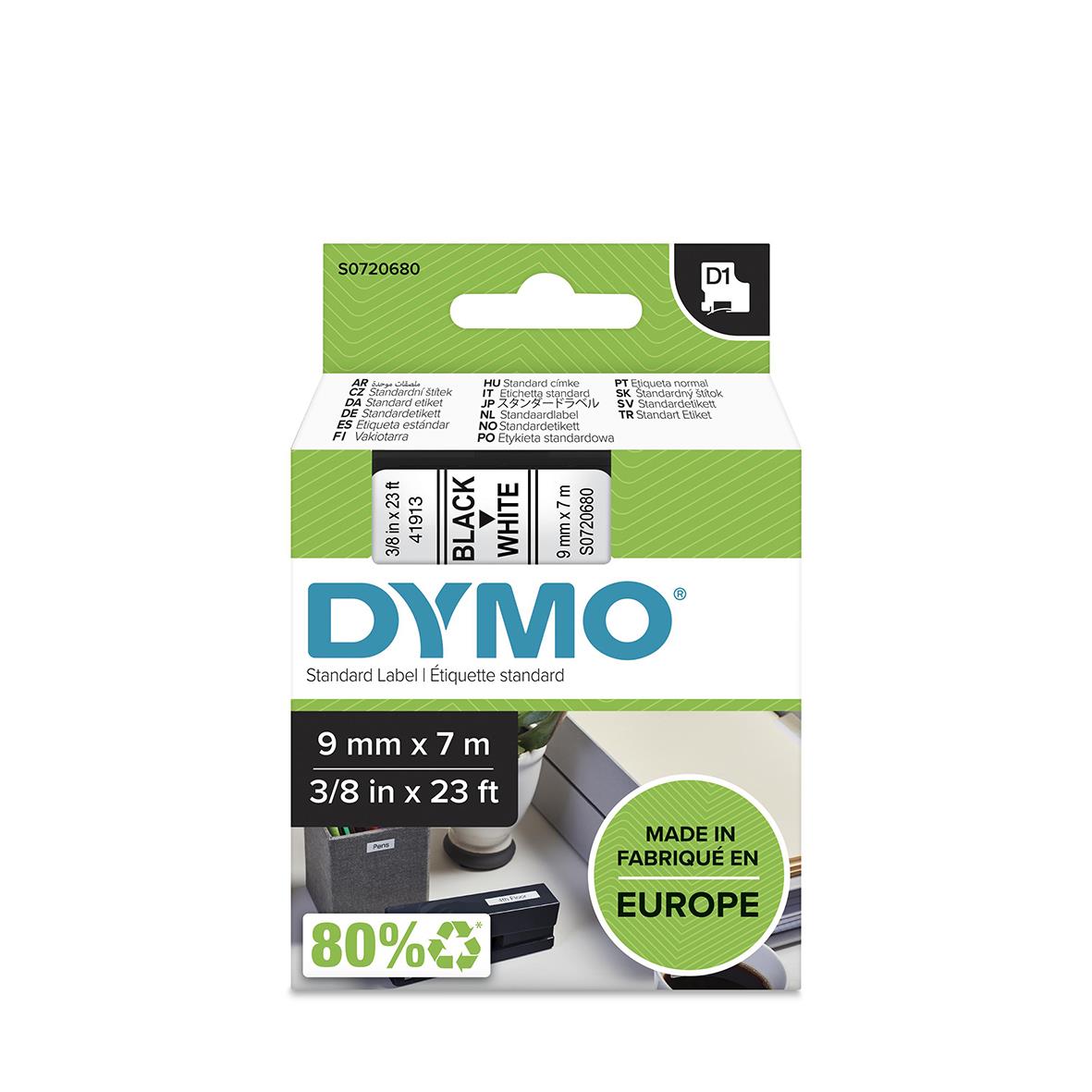 Märkband Dymo D1 9mm Svart/Vit 7m 35270029_5