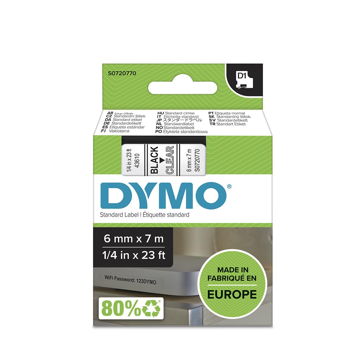 Märkband Dymo D1 6mm Svart/Klar 7m 35270036_5