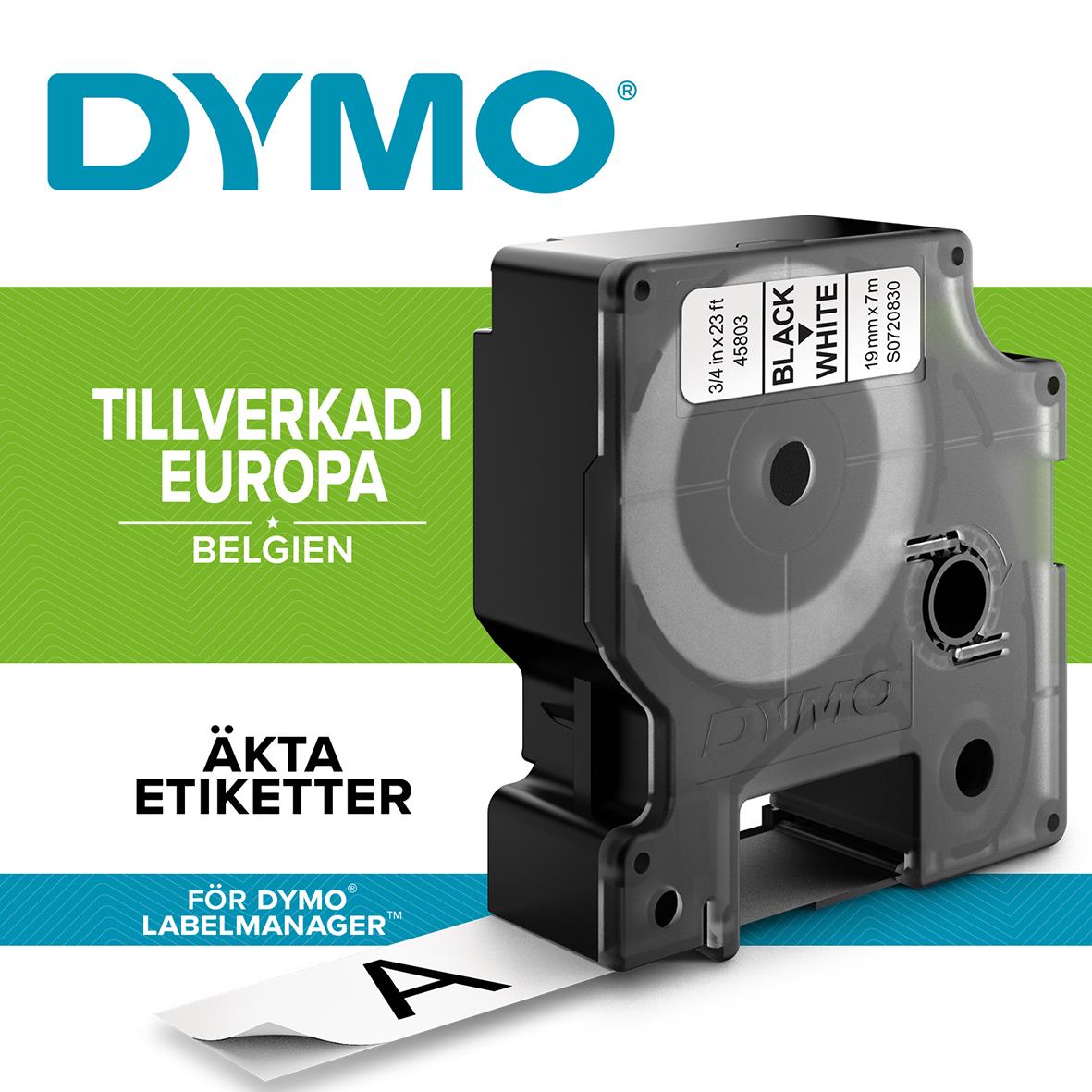 Märkband Dymo D1 19mm Svart/Vit 7m 35270040_2