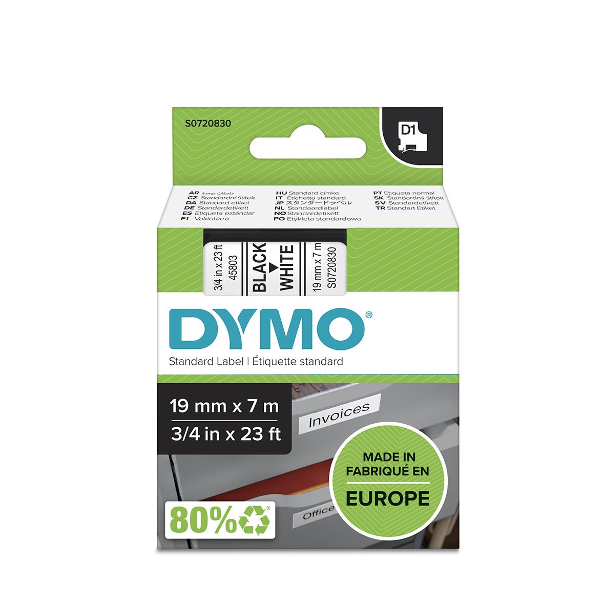 Märkband Dymo D1 19mm Svart/Vit 7m 35270040_5