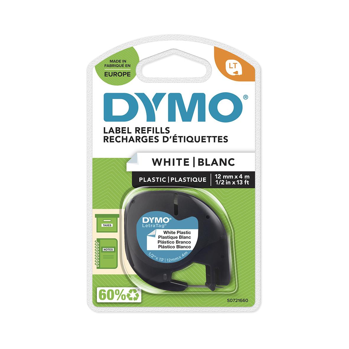 Märkband Dymo LetraTag Plast Svart/Vit 12mm x 4 m 35270060_5