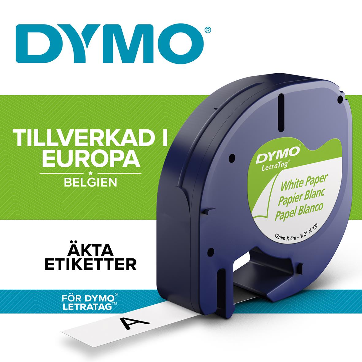 Märkband Dymo LetraTag papper Vit 12mm x 4m 35270139_2