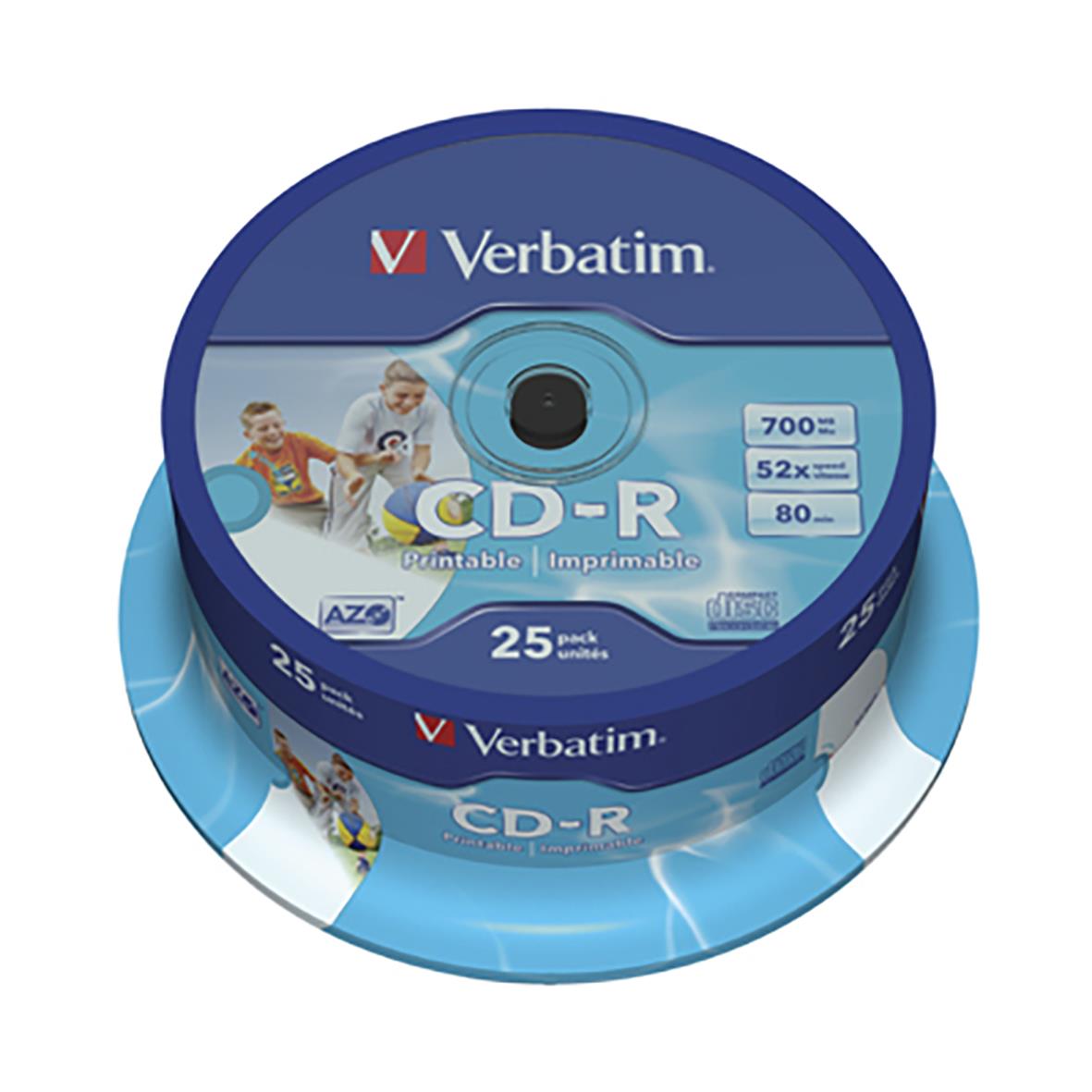 Verbatim CD-R skiva med 700MB/80min kapacitet, 25-pack, printable yta