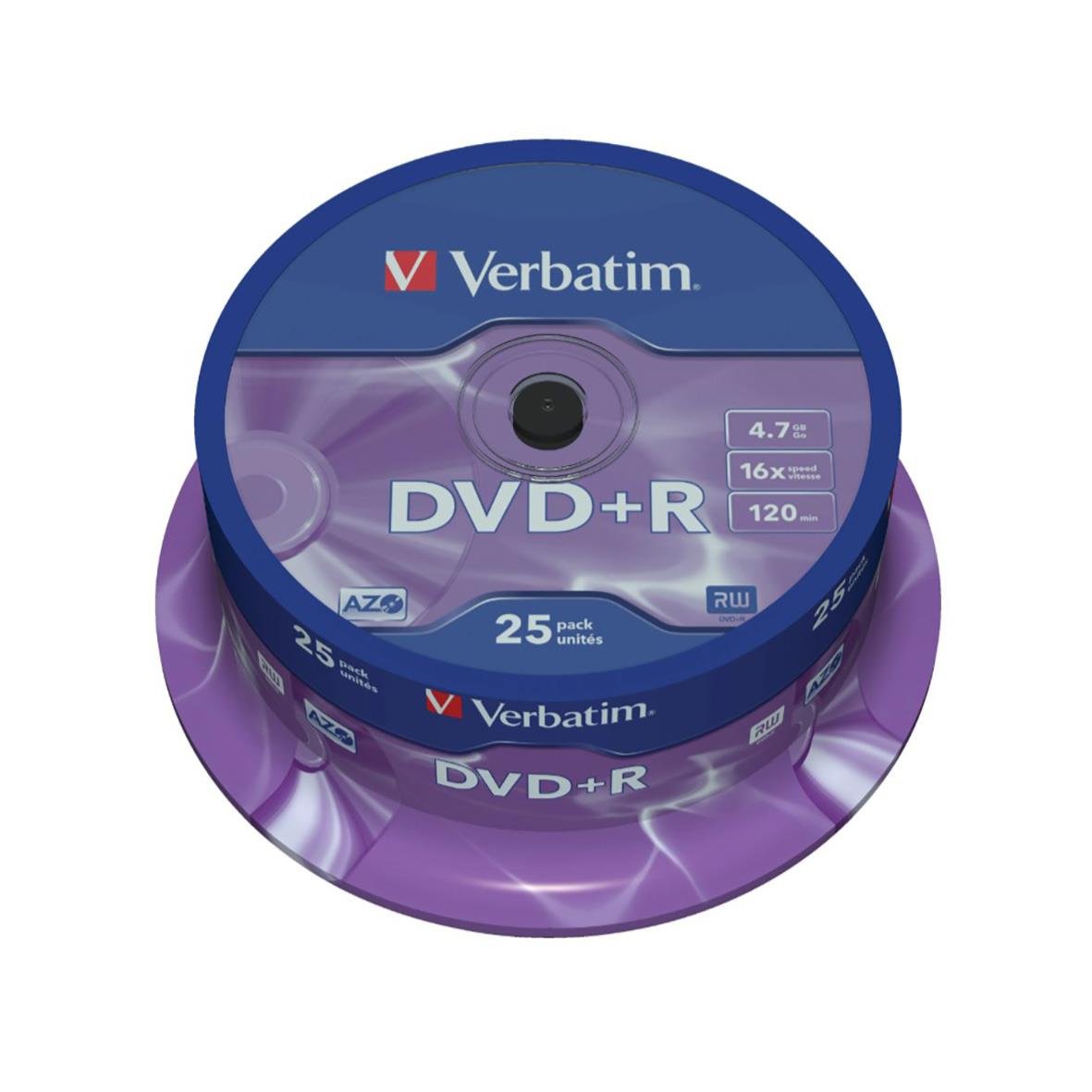 Verbatim DVD+R 16x cakebox med 25 skivor, 4,7GB kapacitet
