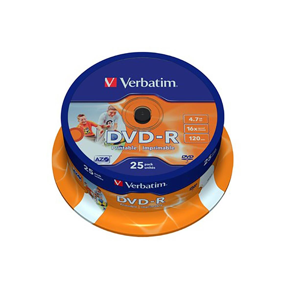 Verbatim DVD-R skiva med 4,7 GB kapacitet och 25 pack, printbar och skrivbar