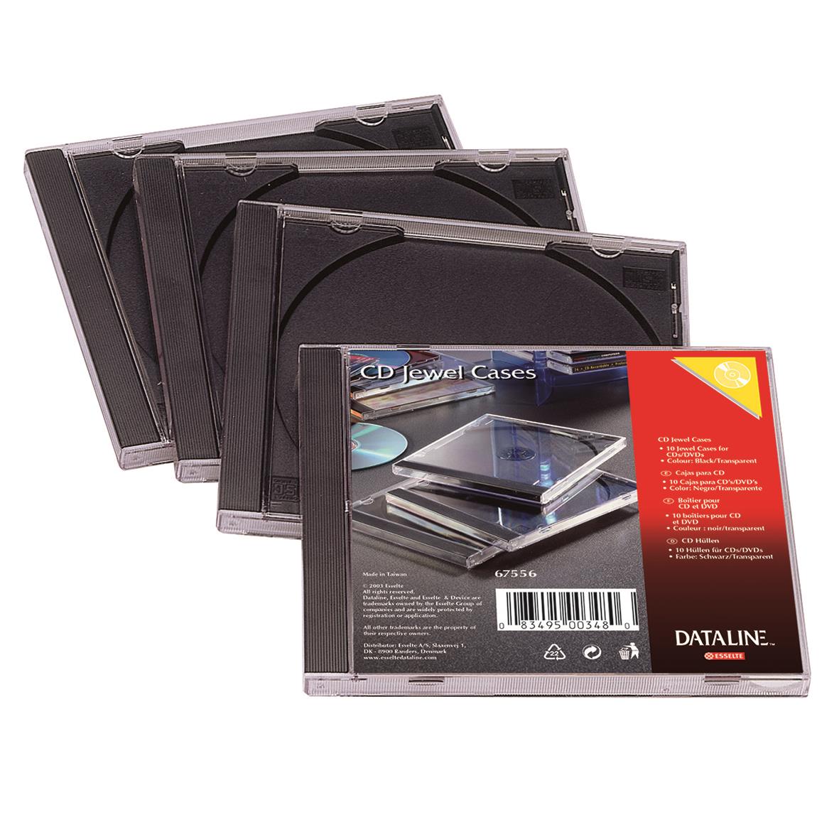 Fyra transparenta CD-fodral i plast för förvaring av CD-skivor