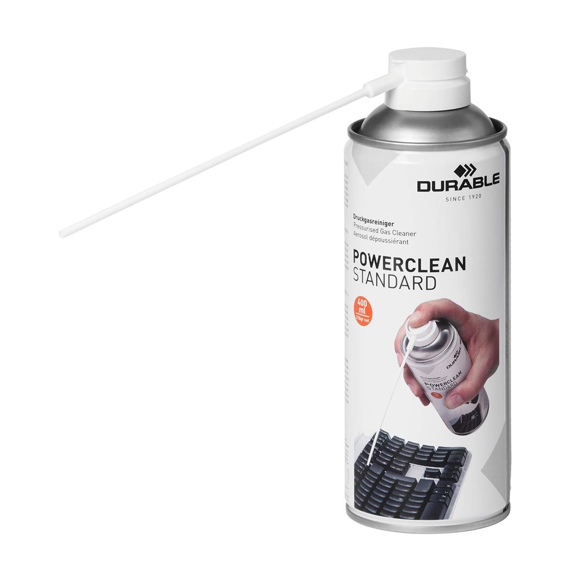 Tryckluftsspray Durable Powerclean Standard 400ml för rengöring av elektronik och ytor