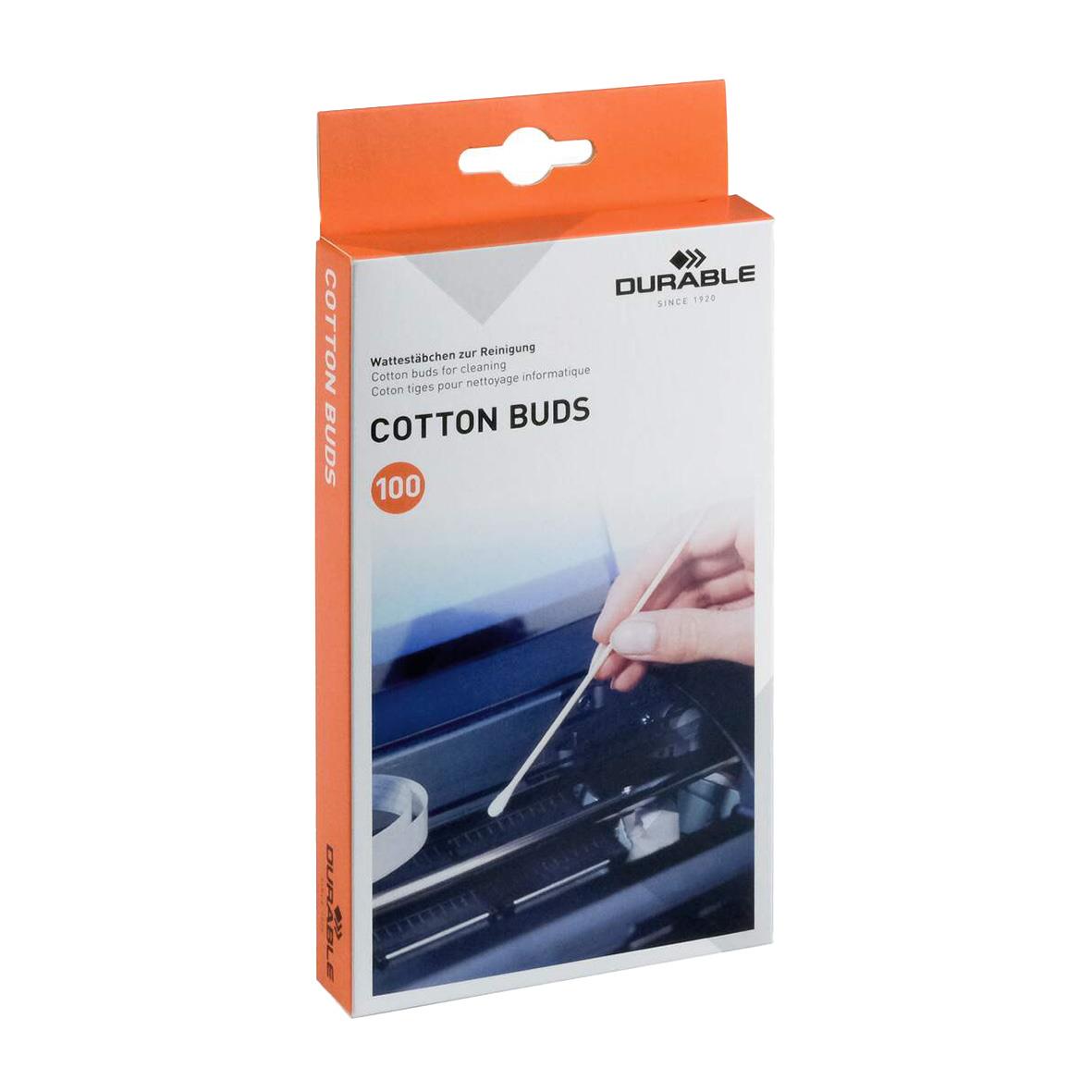 Rengöringstops Durable 15cm för att rengöra ytor, förpackning med 100 bomullspinnar