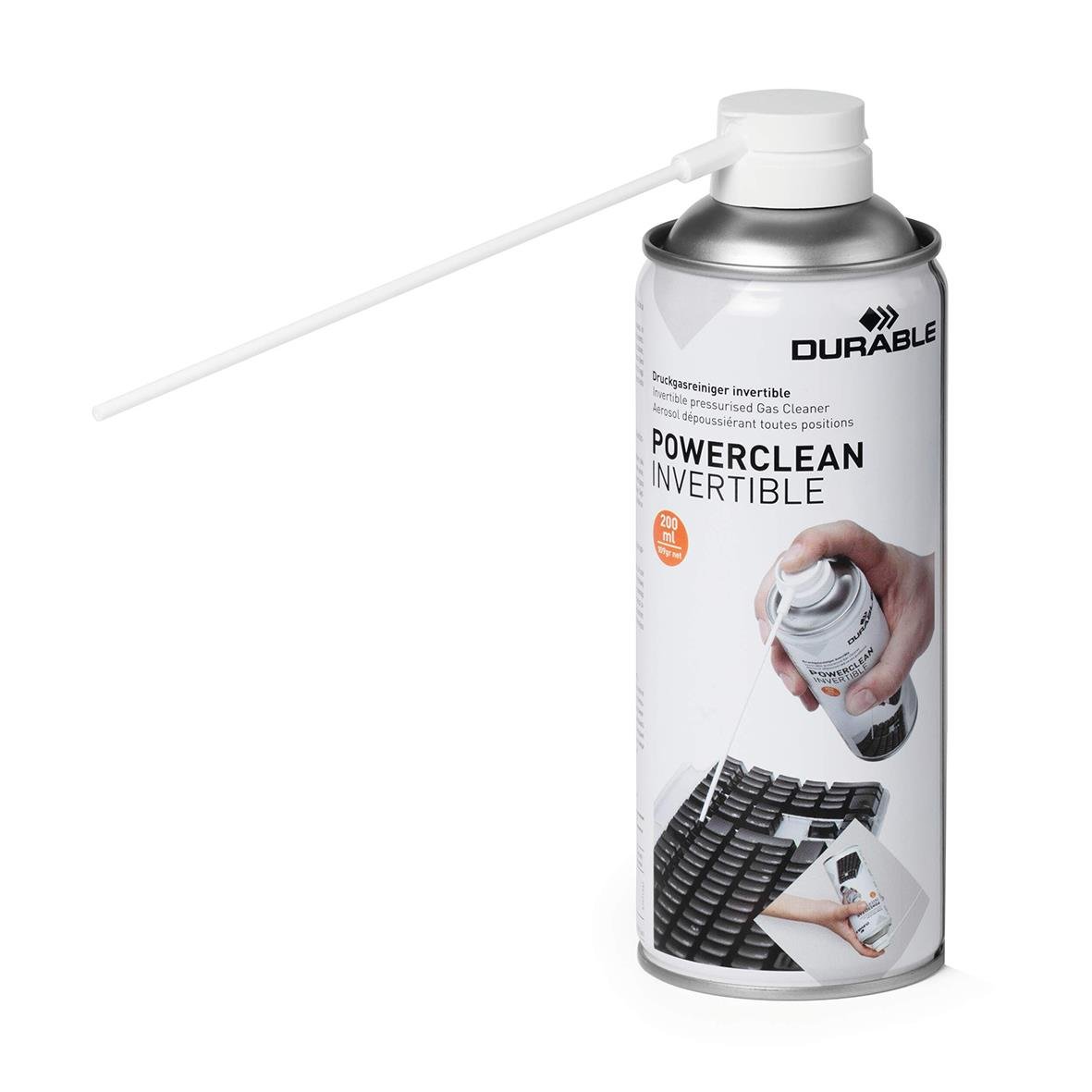 Tryckluftsspray Durable Powerclean Invertible 200ml med lång spridare