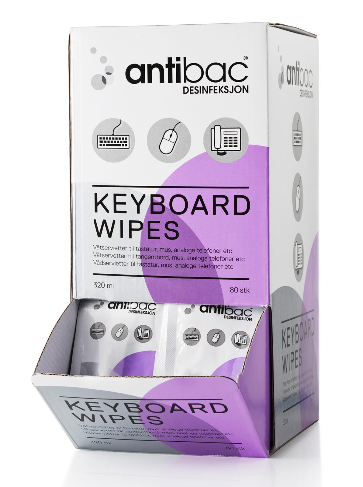 Våtduk Antibac Keyboard Wipessingelpack