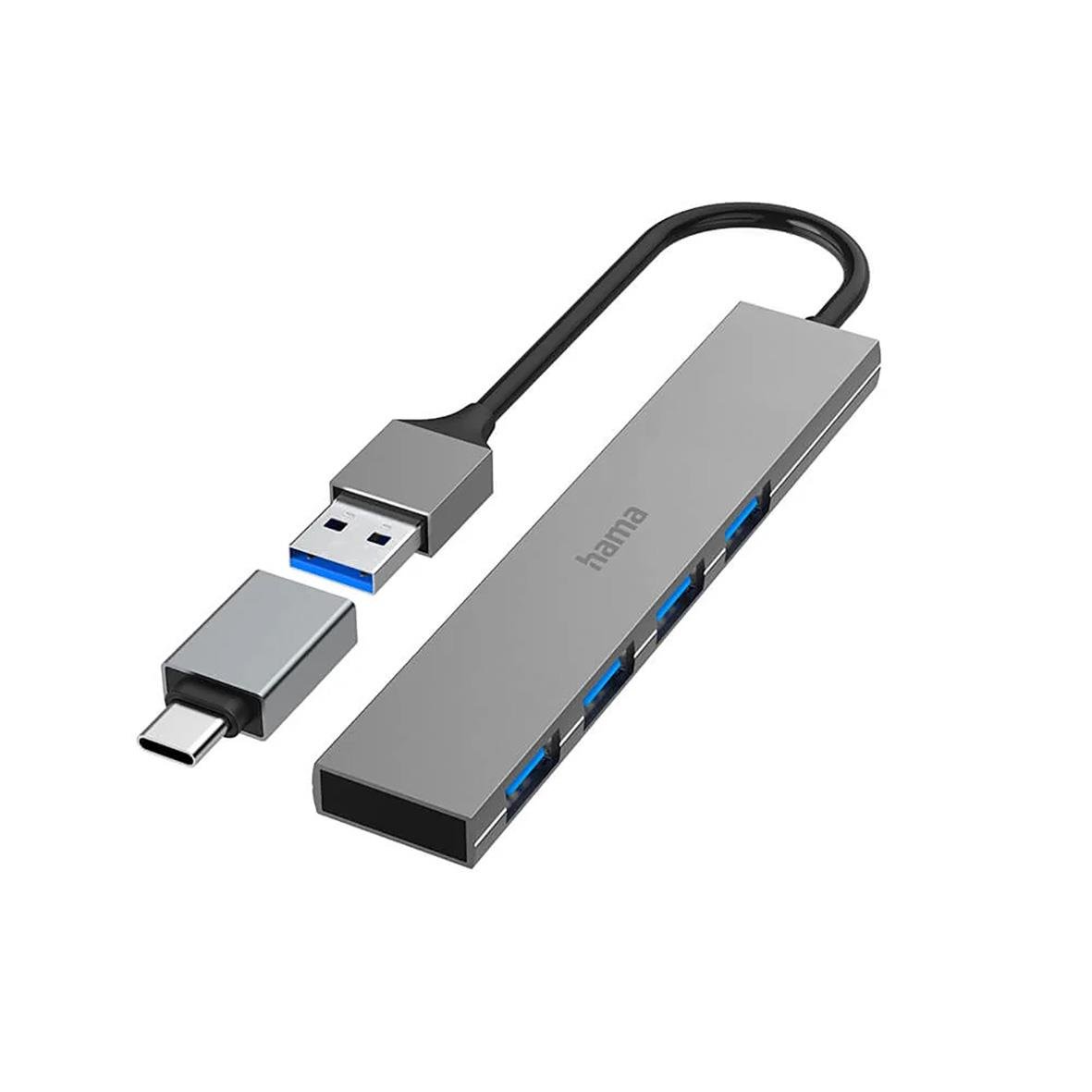 Hama USB-C till USB-A 3.2 hub med 4 portar och Gbit/s hastighet