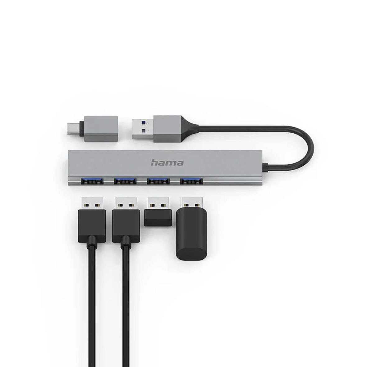 USB-hub med 4 USB-A 3.2-portar och USB-C-anslutning från Hama