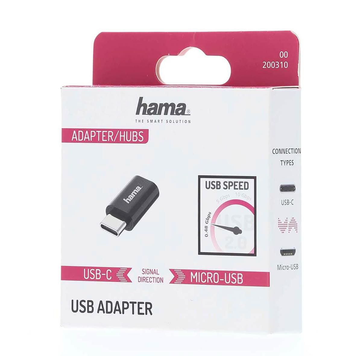 Hama USB-C till Micro USB 2.0 adapter i förpackning