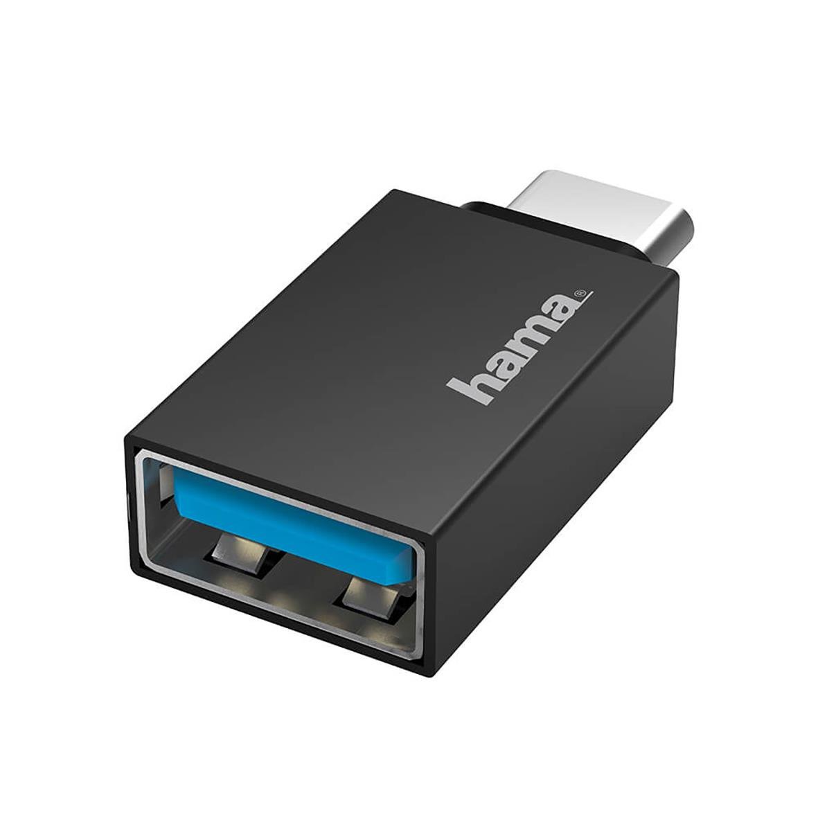 Hama USB-A till USB-C 3,2 Gen1 adapter i svart med blå insats
