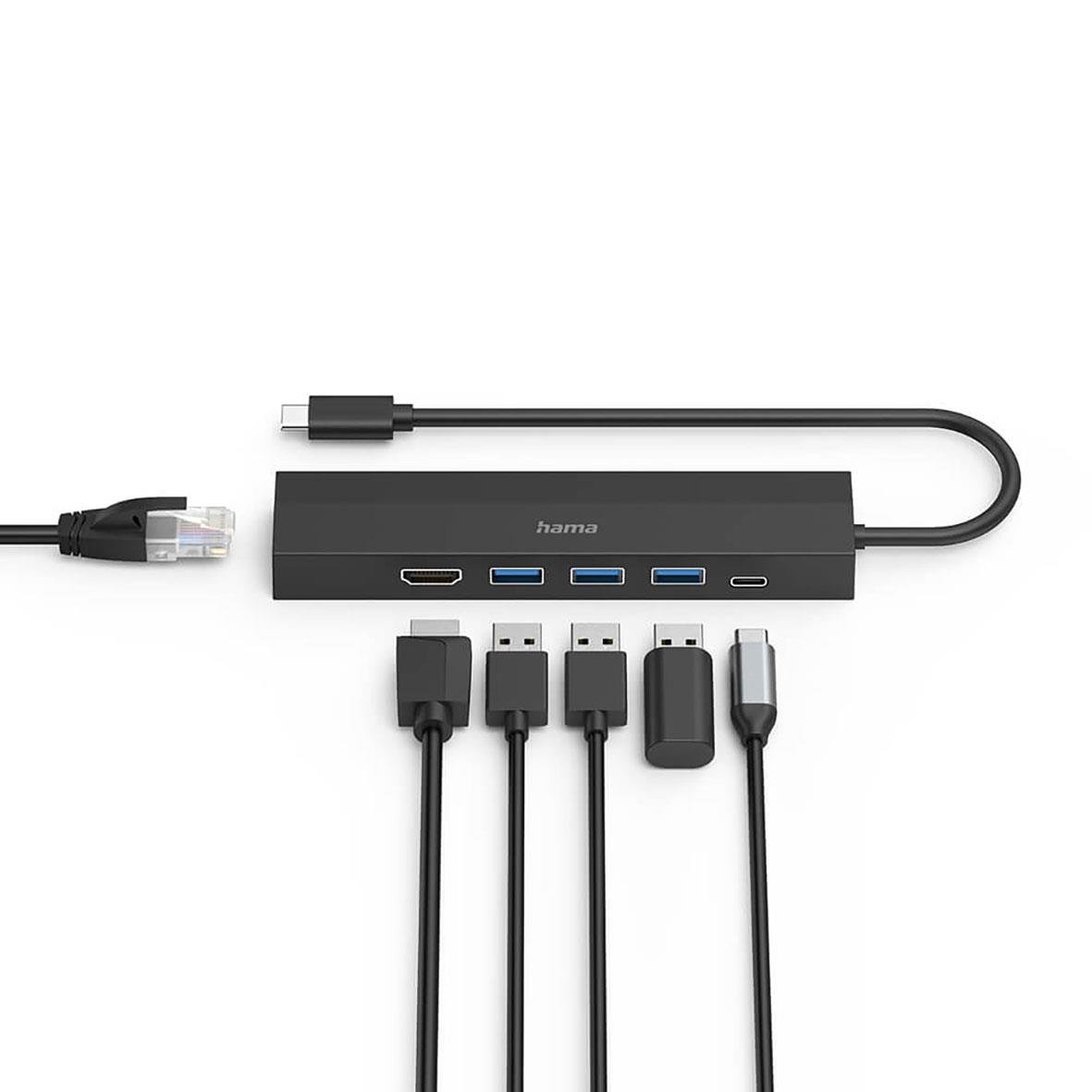 USB-Hub Hama Multiport med 6 portar och anslutningar för olika enheter