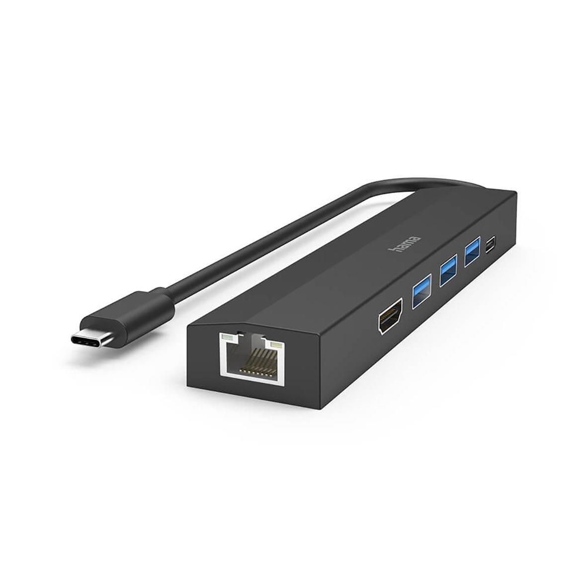 USB-Hub Hama Multiport med 6 portar och Ethernet-anslutning