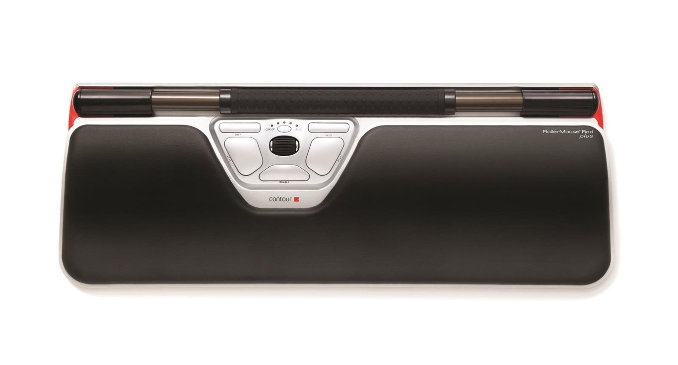 Ergonomisk mus RollerMouse Red Plus med sladd, svart och silver design