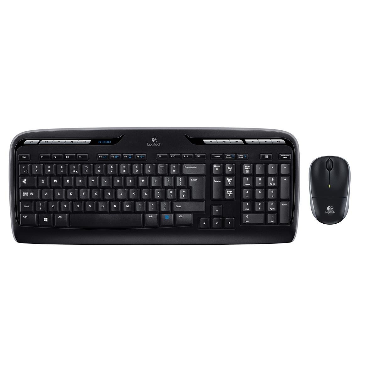 Trådlöst tangentbord och mus Logitech MK330 i svart