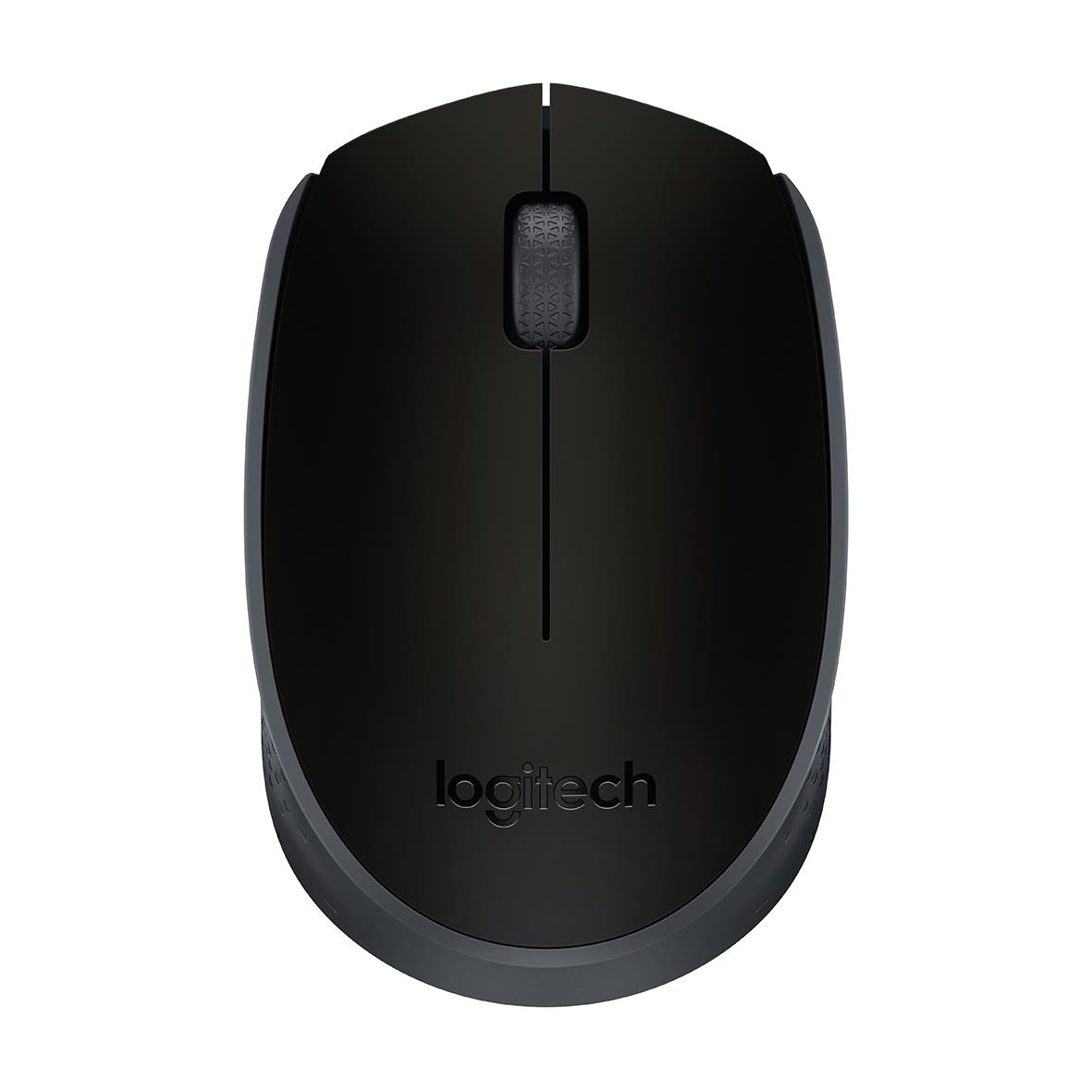 Trådlös Logitech B170 mus i svart med scrollhjul och logitech-etikett