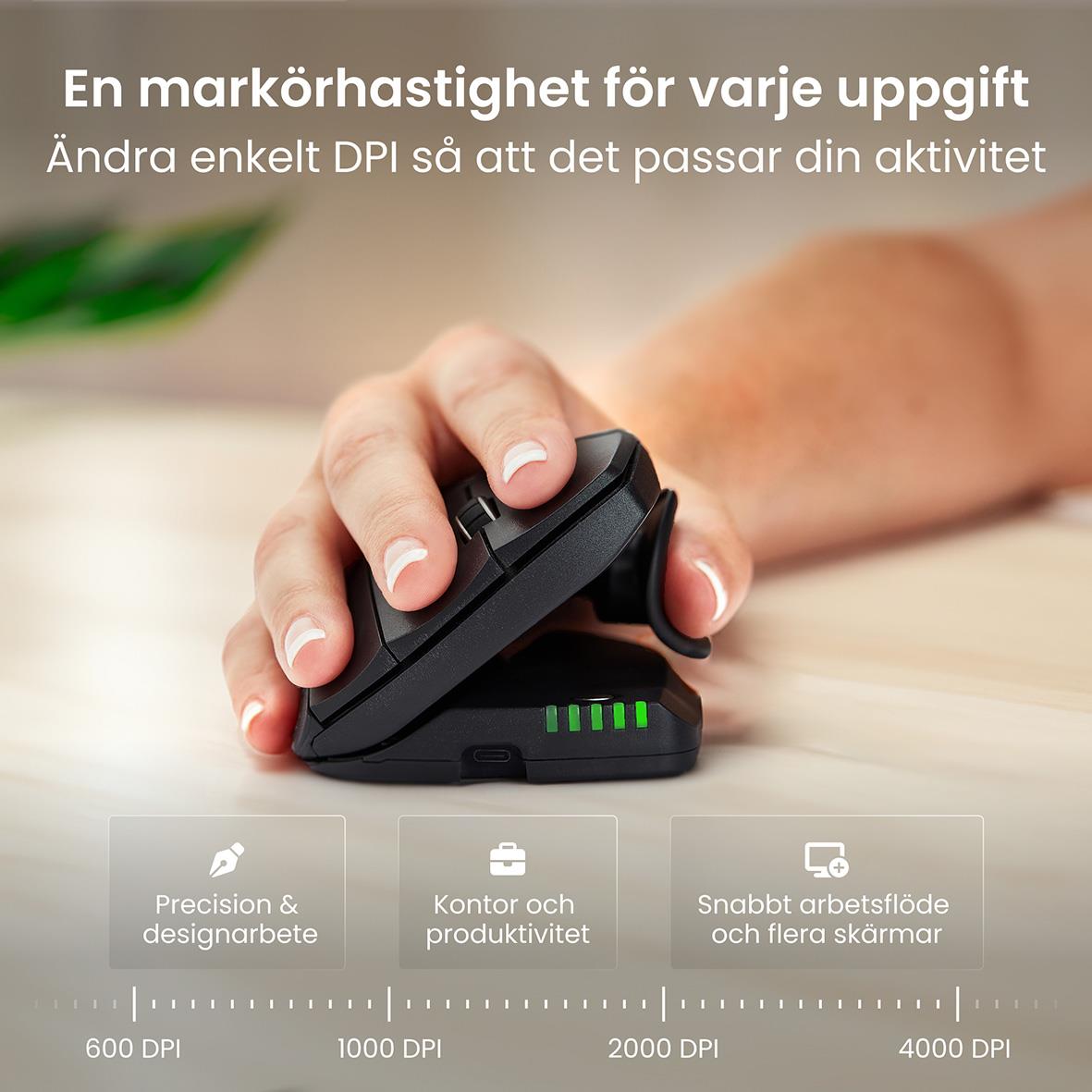 Ergonomisk trådlös höger Rollermouse Unimouse som justerar DPI för olika arbetsuppgifter