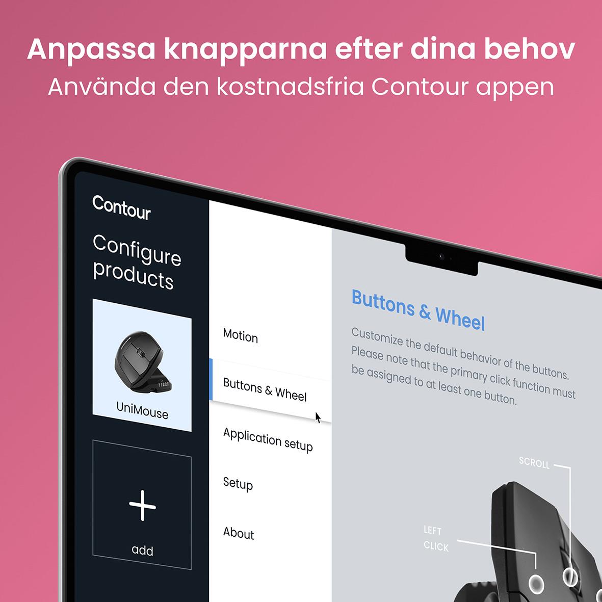 Trådlös ergonomisk mus för högerhand med RollerMouse och anpassningsbara knappar