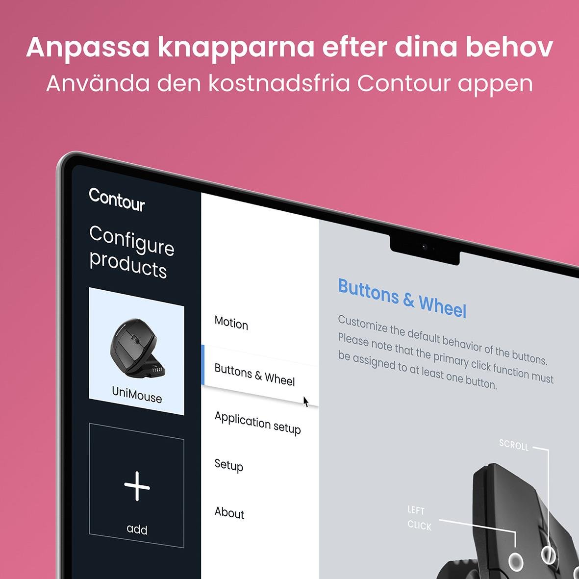 Trådlös ergonomisk mus för högerhand med RollerMouse och anpassningsbara knappar