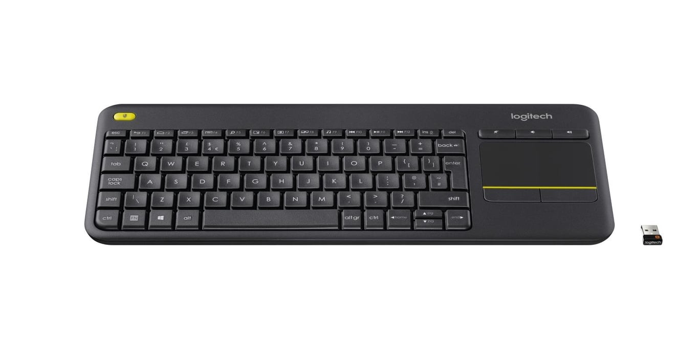 Trådlöst Logitech K400 Plus tangentbord i grå med pekplatta