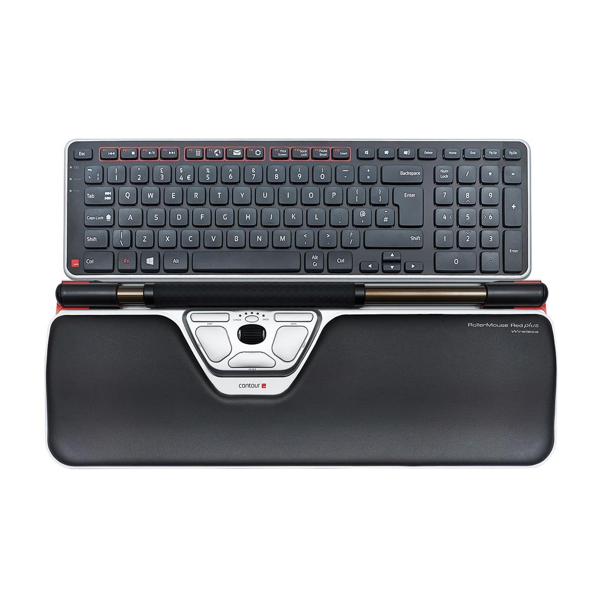 Ergonomiskt trådlöst tangentbord, mus och rollerMouse Red Plus