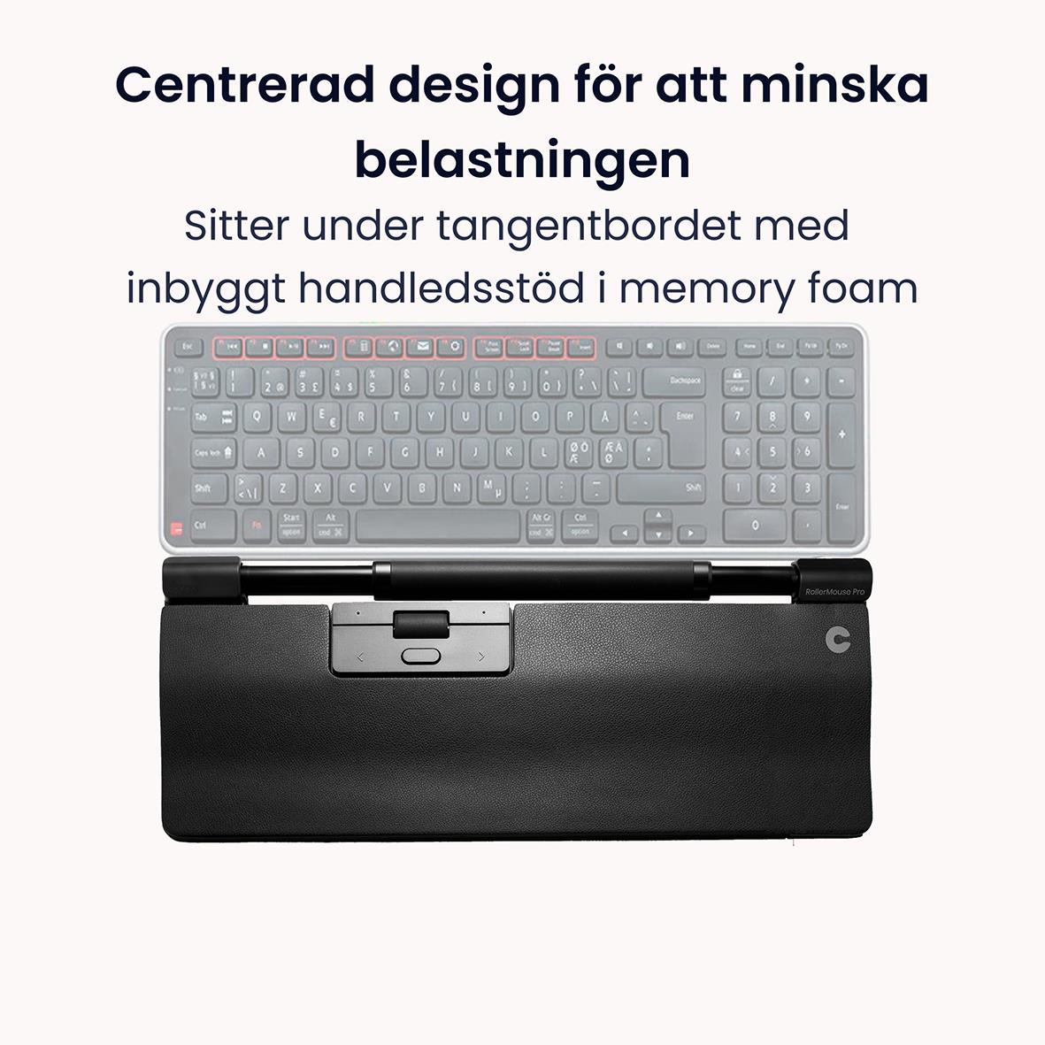 Ergonomisk trådlös RollerMouse Pro i veganläder